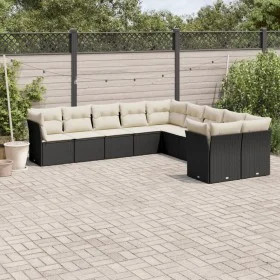 Set de sofás de jardín 10 pzas cojines ratán sintético negro by , Garden sets - Ref: Foro24-3218236, Price: 596,13 €, Discoun...