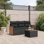 Juego de sofás jardín 4 pzas con cojines ratán sintético negro by , Garden sets - Ref: Foro24-3227441, Price: 244,66 €, Disco...