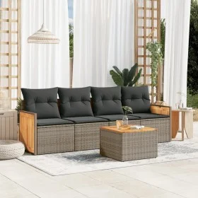 Juego de sofás jardín con cojines 5 pzas ratán sintético gris by , Garden sets - Ref: Foro24-3227460, Price: 297,56 €, Discou...