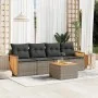 Juego de sofás jardín con cojines 5 pzas ratán sintético gris by , Garden sets - Ref: Foro24-3227460, Price: 297,56 €, Discou...