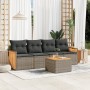 Juego de sofás jardín con cojines 5 pzas ratán sintético gris by , Garden sets - Ref: Foro24-3227460, Price: 287,76 €, Discou...