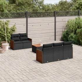 6-teiliges Gartensofa-Set und Kissen aus schwarzem Kunststoff-Rattan. von , Gartensets - Ref: Foro24-3227462, Preis: 394,38 €...