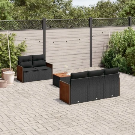 Set de sofás de jardín 6 piezas y cojines ratán sintético negro by , Garden sets - Ref: Foro24-3227462, Price: 396,30 €, Disc...