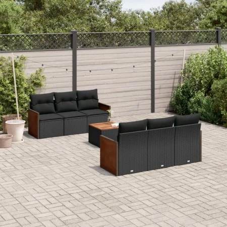 Set de comedor de jardín 7 pzas y cojines ratán sintético negro de , Conjuntos de jardín - Ref: Foro24-3227469, Precio: 447,6...