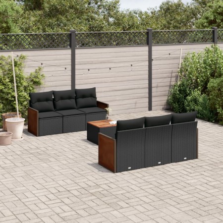 Set de comedor de jardín 7 pzas y cojines ratán sintético negro de , Conjuntos de jardín - Ref: Foro24-3227469, Precio: 438,1...