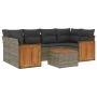 Set de sofás de jardín 7 piezas con cojines ratán PE gris by , Garden sets - Ref: Foro24-3227481, Price: 435,12 €, Discount: %