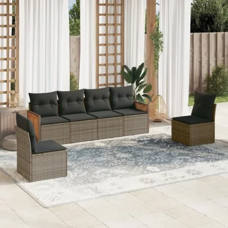 Gartenmöbel-Set, 6-teilig, mit grauen Polstern aus synthetischem Rattan. von , Gartensets - Ref: Foro24-3227544, Preis: 366,8...