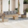 Set sofás de jardín 7 piezas y cojines ratán sintético beige by , Garden sets - Ref: Foro24-3227550, Price: 386,76 €, Discoun...