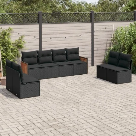 Set de sofás de jardín 8 piezas y cojines ratán sintético negro de , Conjuntos de jardín - Ref: Foro24-3227567, Precio: 479,2...