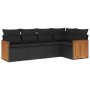 Set de muebles de jardín 5 pzas y cojines ratán sintético negro de , Conjuntos de jardín - Ref: Foro24-3227623, Precio: 330,57 €
