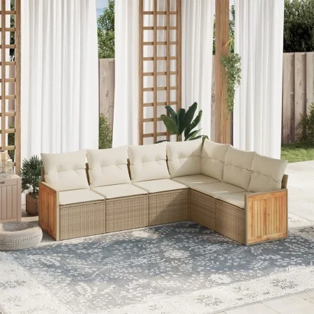Juego de sofás jardín con cojines 6 pzas ratán sintético beige by , Garden sets - Ref: Foro24-3227682, Price: 418,47 €, Disco...