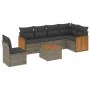 Set de sofás de jardín 7 piezas con cojines ratán PE gris by , Garden sets - Ref: Foro24-3227705, Price: 424,48 €, Discount: %