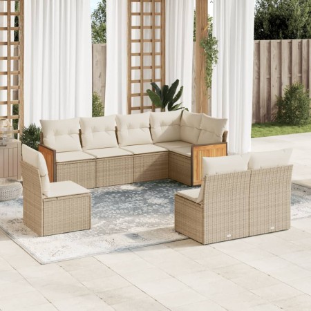 Juego de sofás de jardín con cojines beige 8 pzas ratán PE by , Garden sets - Ref: Foro24-3227724, Price: 489,11 €, Discount: %