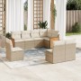 Juego de sofás de jardín con cojines beige 8 pzas ratán PE by , Garden sets - Ref: Foro24-3227724, Price: 489,11 €, Discount: %