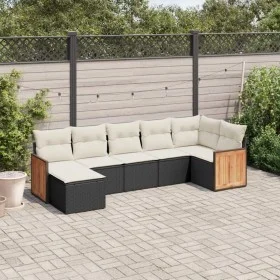Garten-Essgruppe 7-teilig mit schwarzen Polstern aus synthetischem Rattan von , Gartensets - Ref: Foro24-3227869, Preis: 413,...