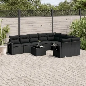 Set de sofás de jardín 10 pzas cojines ratán sintético negro by , Garden sets - Ref: Foro24-3220644, Price: 638,70 €, Discoun...