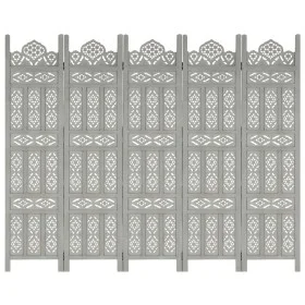 Screen 5 panels hand carved gray mango wood 200x165 cm by vidaXL, Room dividers - Ref: Foro24-285323, Price: 282,38 €, Discou...