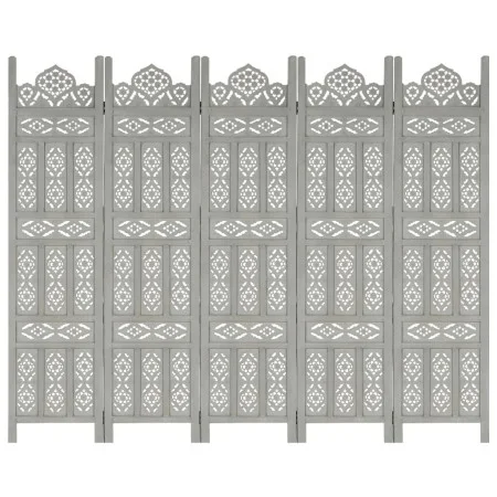 Paravent 5 Paneele handgeschnitztes graues Mangoholz 200x165 cm von vidaXL, Raumteiler - Ref: Foro24-285323, Preis: 282,38 €,...