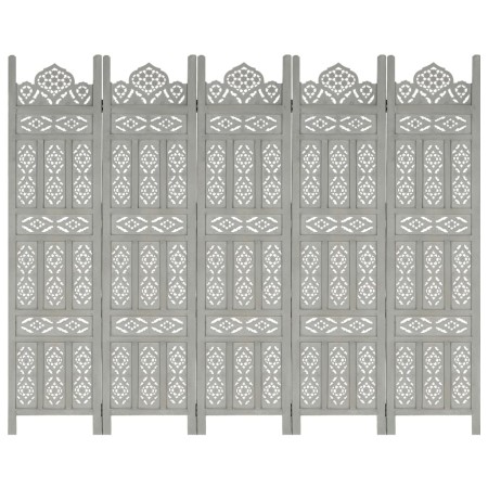 Screen 5 panels hand carved gray mango wood 200x165 cm by vidaXL, Room dividers - Ref: Foro24-285323, Price: 288,00 €, Discou...