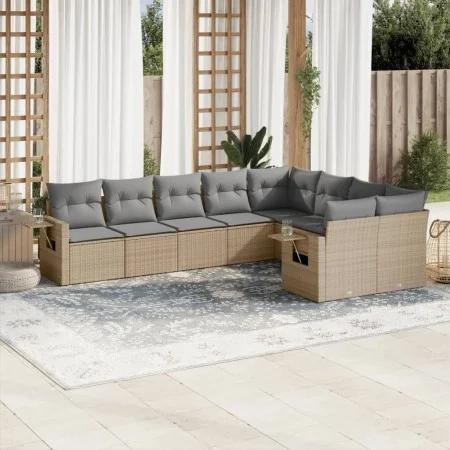 Gartensofa-Set, 9-teilig, mit Kissen, aus synthetischem Rattan in Beige. von , Gartensets - Ref: Foro24-3220638, Preis: 555,1...