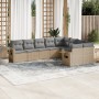 Gartensofa-Set, 9-teilig, mit Kissen, aus synthetischem Rattan in Beige. von , Gartensets - Ref: Foro24-3220638, Preis: 546,4...