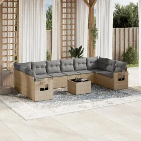Gartensofa-Set 11-teilig mit beigen Polstern aus synthetischem Rattan von , Gartensets - Ref: Foro24-3220678, Preis: 678,51 €...