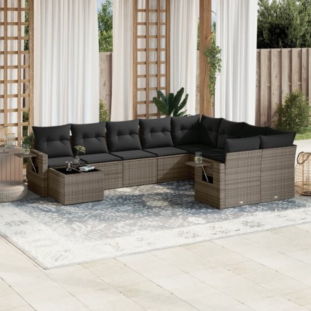 Gartensofa-Set, 10-teilig, mit grauen Polstern aus synthetischem Rattan von , Gartensets - Ref: Foro24-3220659, Preis: 590,86...
