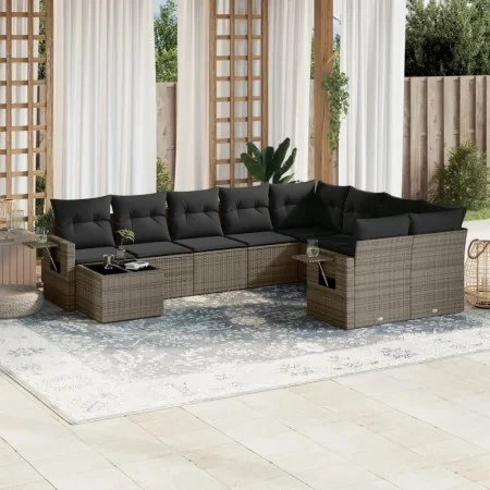 Gartensofa-Set, 10-teilig, mit grauen Polstern aus synthetischem Rattan von , Gartensets - Ref: Foro24-3220659, Preis: 591,47...