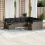Gartensofa-Set, 10-teilig, mit grauen Polstern aus synthetischem Rattan von , Gartensets - Ref: Foro24-3220659, Preis: 590,86...