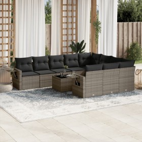 Set de sofás de jardín 11 pzas y cojines ratán sintético gris by , Garden sets - Ref: Foro24-3220699, Price: 648,51 €, Discou...