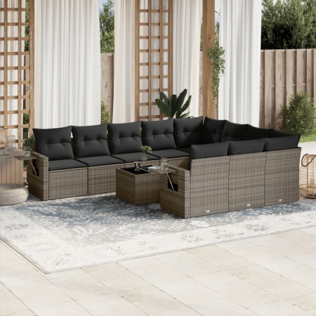 Gartensofagarnitur 11-teilig mit grauen Kissen aus synthetischem Rattan. von , Gartensets - Ref: Foro24-3220699, Preis: 648,5...