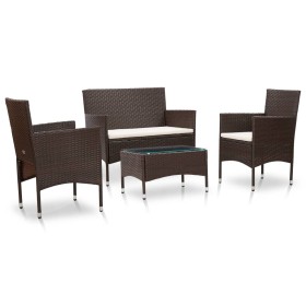 4-piece garden furniture set and brown synthetic rattan cushions by vidaXL, Garden sets - Ref: Foro24-45811, Price: 216,28 €,...