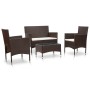 4-teiliges Gartenmöbel-Set und braune synthetische Rattankissen von vidaXL, Gartensets - Ref: Foro24-45811, Preis: 216,28 €, ...