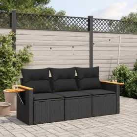 Set de sofás de jardín con cojines 3 pzas ratán sintético negro by , Garden sets - Ref: Foro24-3226594, Price: 232,36 €, Disc...