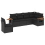 Set de sofás de jardín 6 piezas y cojines ratán sintético negro by , Garden sets - Ref: Foro24-3226853, Price: 410,32 €, Disc...