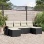 6-teiliges Gartensofa-Set und Kissen aus schwarzem Kunststoff-Rattan. von , Gartensets - Ref: Foro24-3227057, Preis: 343,41 €...