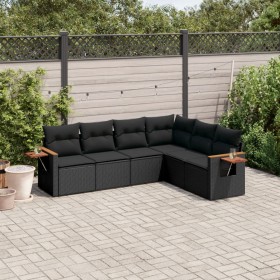 Set de sofás de jardín 6 piezas y cojines ratán sintético negro by , Garden sets - Ref: Foro24-3226839, Price: 410,32 €, Disc...