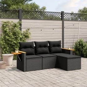 Gartensitzgruppe 4-teilig mit schwarzen Polstern aus synthetischem Rattan von , Gartensets - Ref: Foro24-3226741, Preis: 272,...