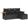 Juego de sofás jardín 4 pzas con cojines ratán sintético negro de , Conjuntos de jardín - Ref: Foro24-3226741, Precio: 256,29 €