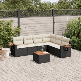 Garten-Essgruppe 7-teilig mit schwarzen Polstern aus synthetischem Rattan von , Gartensets - Ref: Foro24-3226847, Preis: 405,...