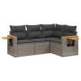 Gartensofagarnitur 4-teilig mit grauen Polstern aus synthetischem Rattan von , Gartensets - Ref: Foro24-3226774, Preis: 280,3...