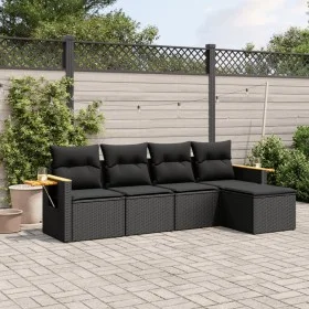 Gartenmöbel-Set, 5-teilig, mit schwarzen Polstern aus synthetischem Rattan. von , Gartensets - Ref: Foro24-3226755, Preis: 32...