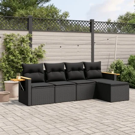 Gartenmöbel-Set, 5-teilig, mit schwarzen Polstern aus synthetischem Rattan. von , Gartensets - Ref: Foro24-3226755, Preis: 32...