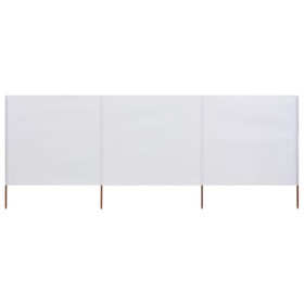 Paravientos de playa de 3 paneles tela blanco arena 400x80 cm