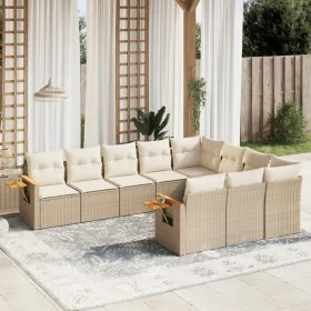 Gartensofa-Set mit 10-teiligen beigen Kissen aus synthetischem Rattan. von , Gartensets - Ref: Foro24-3227178, Preis: 703,13 ...
