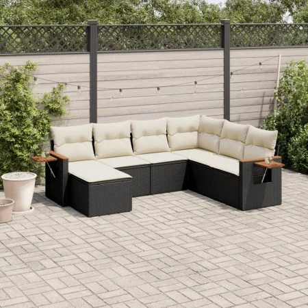 Garten-Essgruppe 7-teilig mit schwarzen Polstern aus synthetischem Rattan von , Gartensets - Ref: Foro24-3227043, Preis: 428,...