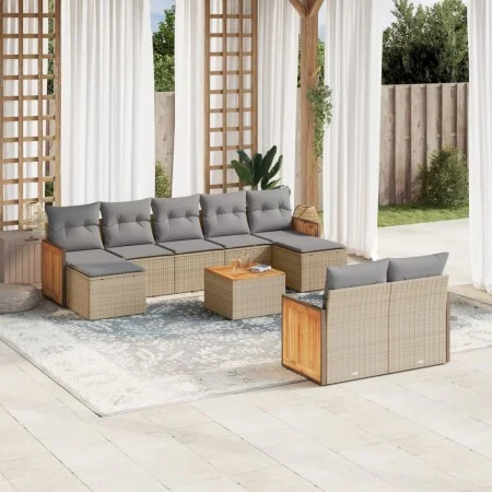 Juego de sofás jardín con cojines beige 10 pzas ratán sintético de , Conjuntos de jardín - Ref: Foro24-3228089, Precio: 612,7...