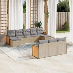 Gartensofa-Set mit 10-teiligen beigen Kissen aus synthetischem Rattan. von , Gartensets - Ref: Foro24-3228096, Preis: 633,89 ...