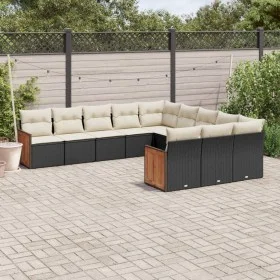 Set de sofás de jardín 11 pzas y cojines ratán sintético negro by , Garden sets - Ref: Foro24-3228107, Price: 645,05 €, Disco...