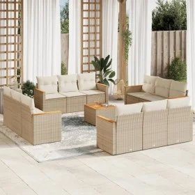Set sofás de jardín con cojines 13 pzas ratán sintético beige by , Garden sets - Ref: Foro24-3258243, Price: 1,00 €, Discount: %